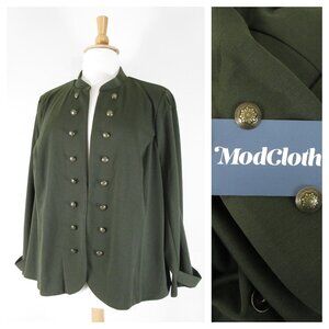 SOLD Plus Size Olive Army Green Military Blazer Jacket Size 4X Formal Career